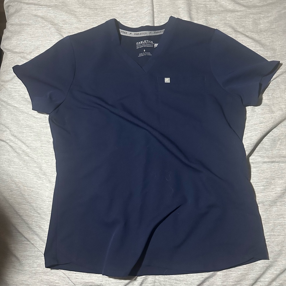 Fabletics Navy Blue Scrub Top